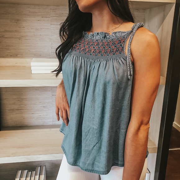 Melissa Denim Smock Top - Picture 1 of 4